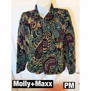 Molly+Maxx Brocade paisley Zip up MultiColor Jacket PM